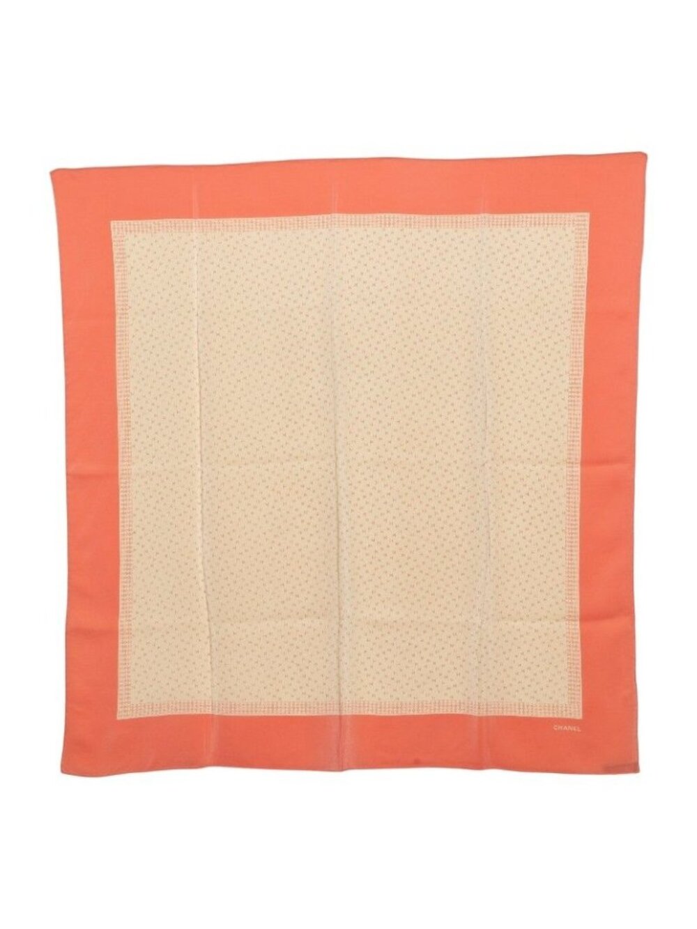 Chanel CC Logo Scarf Large Pink Beige Silk